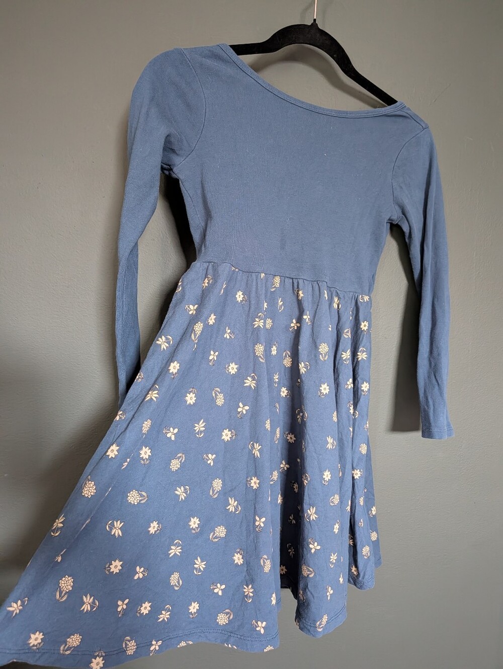 Tea Collection Blue Floral Long-Sleeve Twirl Dress
